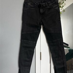 All Saints Dark Charcoal Skinny Biker Jeans
